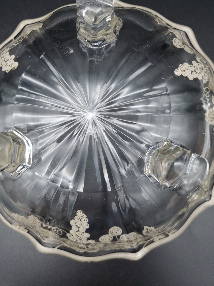 Sterling Silver Overlay Bowl 3 Footed Vintage