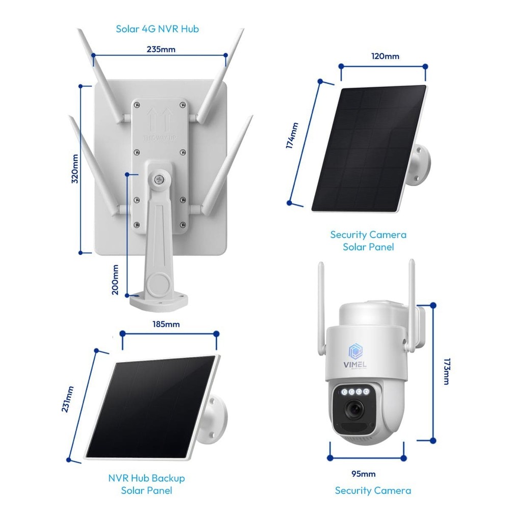 Solar Powered Security Camera System 4G Off-Grid 2K Home NVR Single SIM Kit