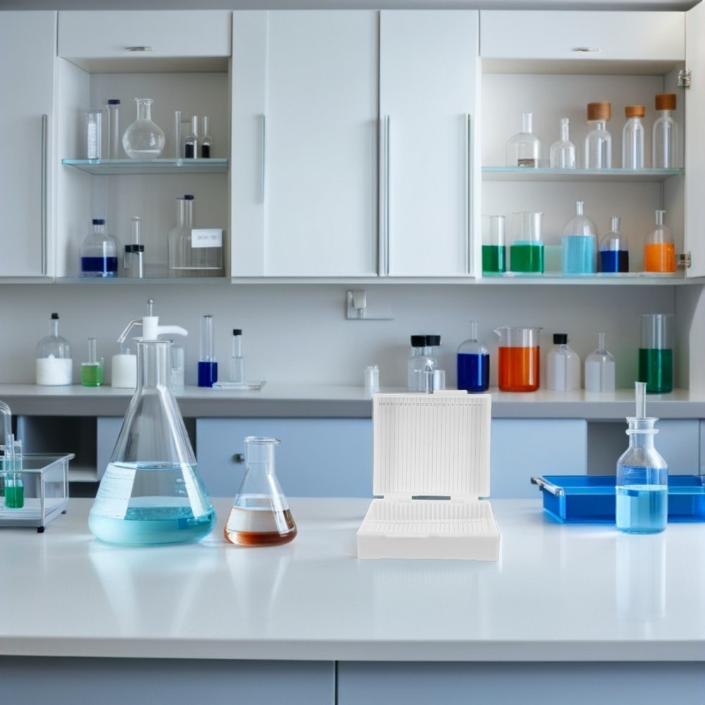 Slides Box: 25 Slots Laboratory Slide Storage Box For Microscope Samples -