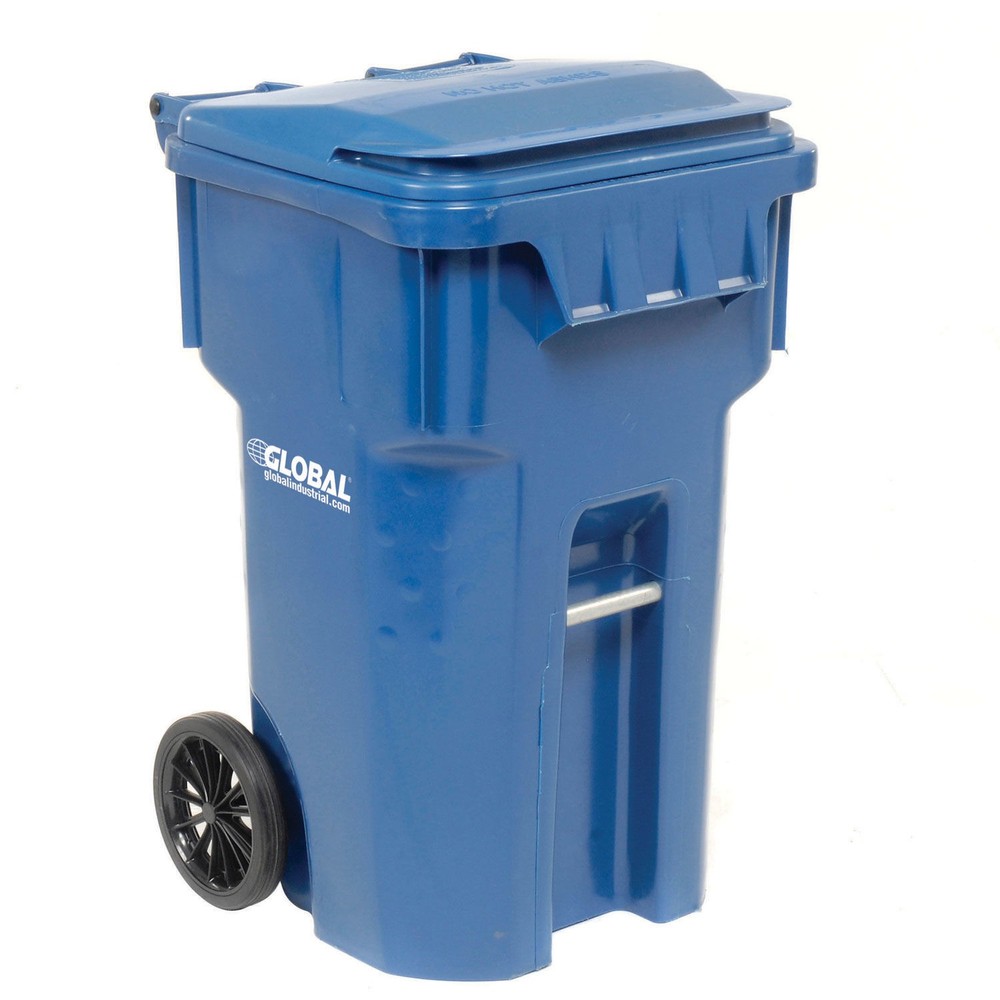 Global Industrial Mobile Heavy Duty Trash Container 65 Gallon Blue