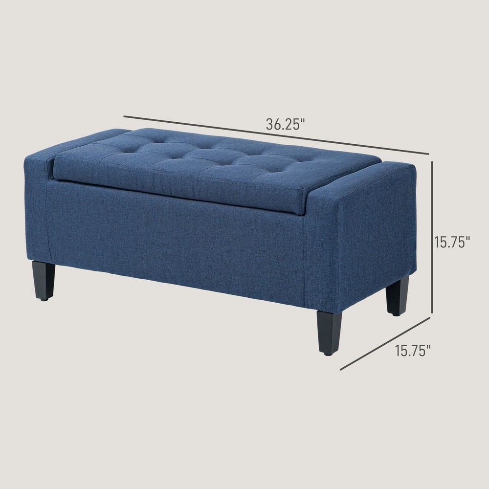 Storage Ottoman, Linen Upholstered Storage Bench with Lift Top