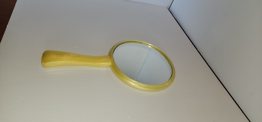 VTG Hand Mirror Celluloid or Bakelite Plastic 10"x6"