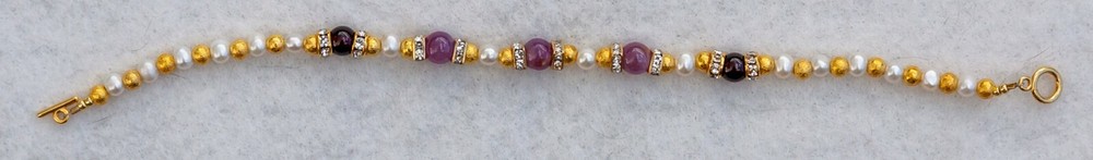 * RUBY BRACELET *  Ruby, Garnet, Pearl & Crystal Handmade Bracelet