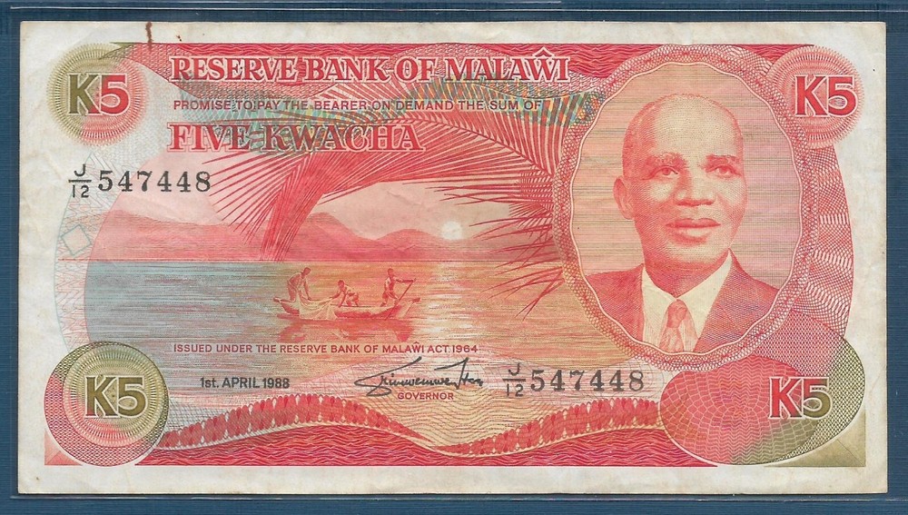 Malawi 5 Kwacha, 1988, P 20b, VF