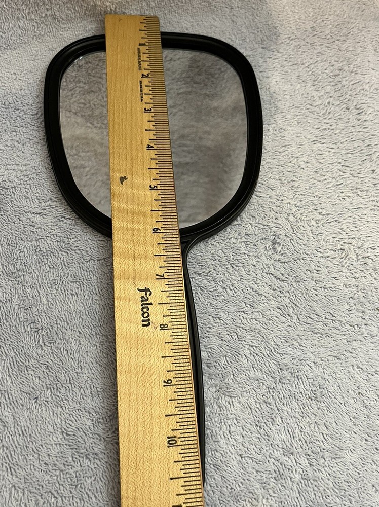 Black Hand Mirror Plastic 10.5” Rectangular Textured Back Vintage