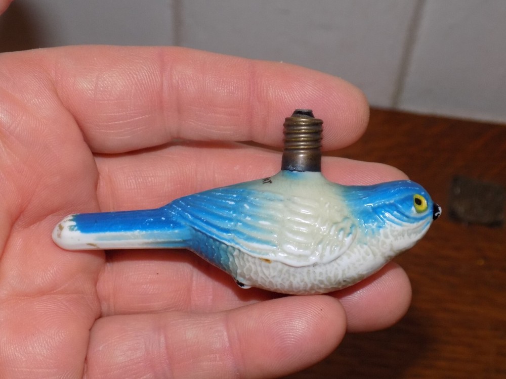 Vintage Glass Blue Bird Light Bulb