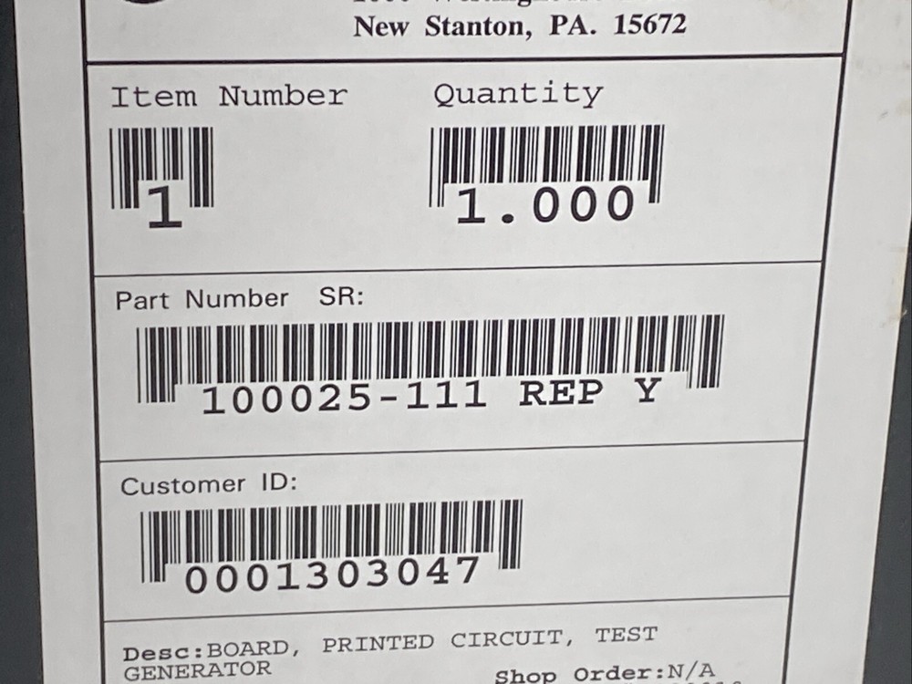 Westinghouse 100025-111 Rep Y Test Generator PCB Assembly