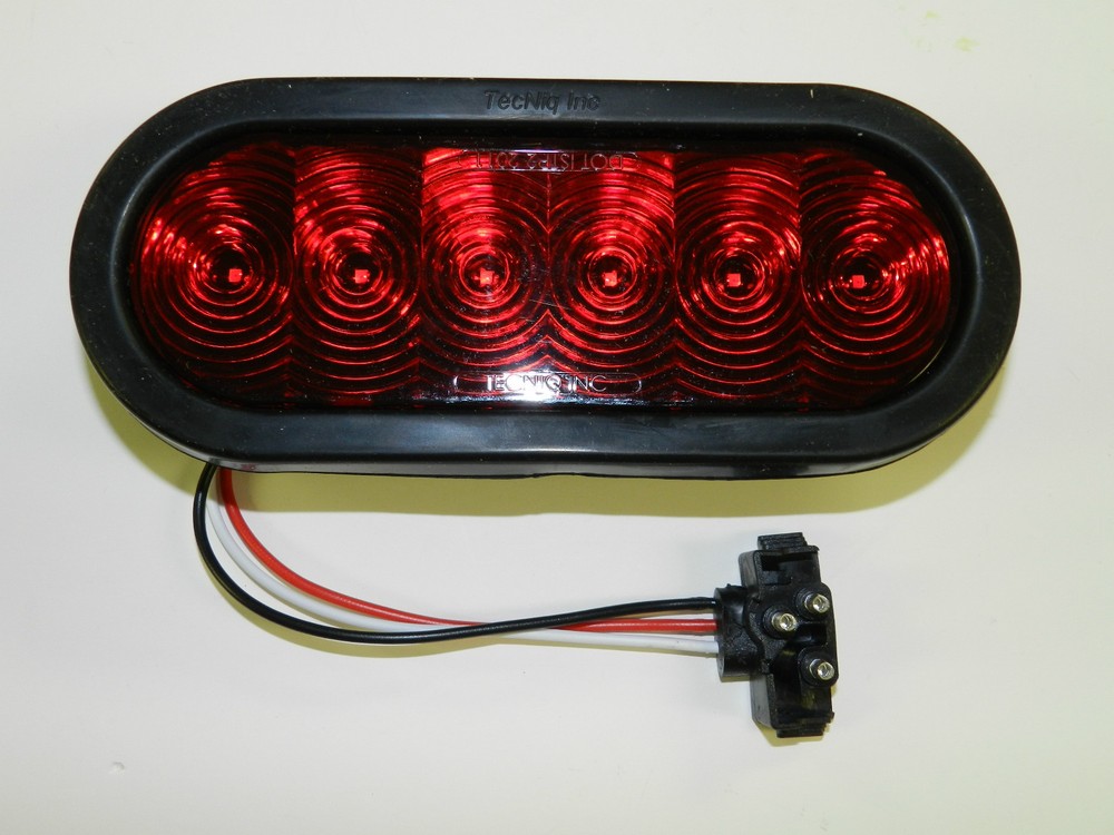 (2) Trailer Truck LED Sealed RED 6" Oval Stop/Turn/Tail Light TECNIQ USA