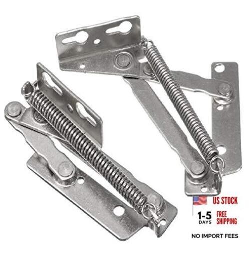 2 Pieces 80 Degree Foldable Lifting Bracket, Black Spring Hinges are Silver