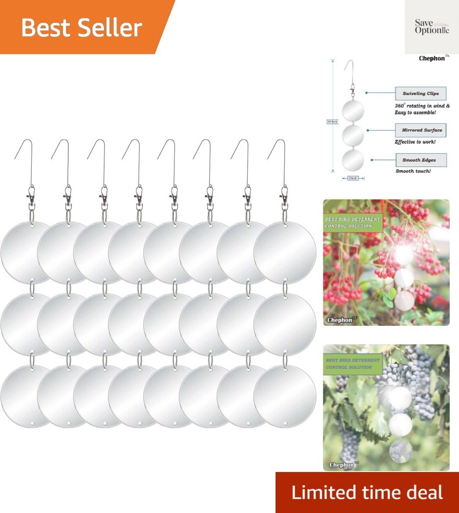Upgraded Bird Scare Discs Set - Large 24 Discs - Highly Reflective Double-Sid...