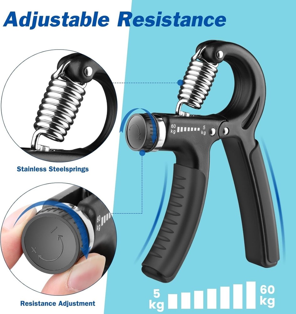 1 Pcs Hand Grip Strengthener Exerciser Workout Squeezer, black