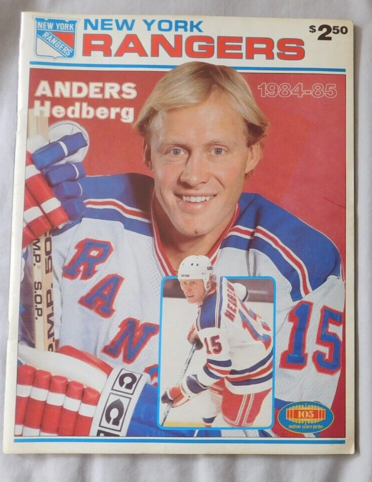 1984-85 New York Rangers Vs Washington Capitals Program Anders Hedberg