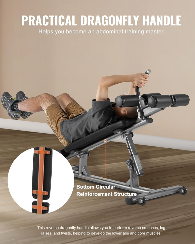 Sit up Bench, Decline Ab Bench with Reverse Crunch Handle, Adjustable Height Set