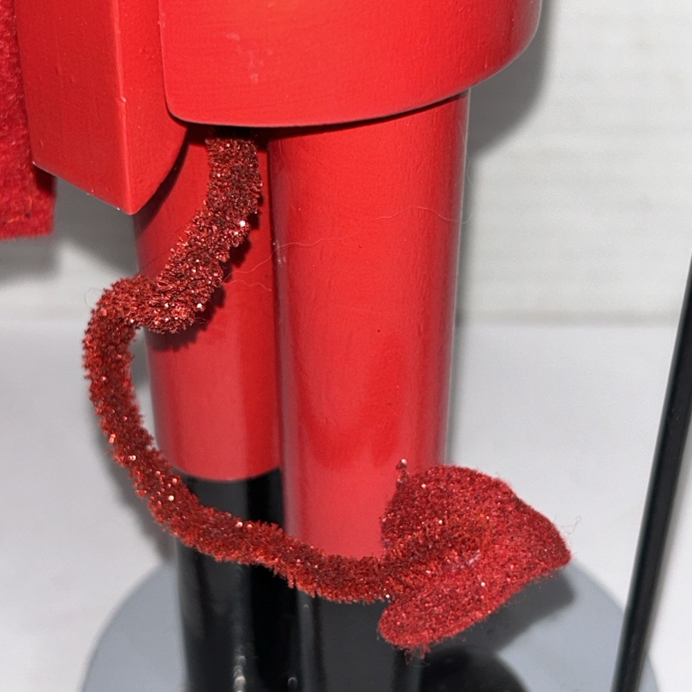 Vintage Devil Nutcracker With Red Cape Holding A Pitchfork Spooky Halloween 2012