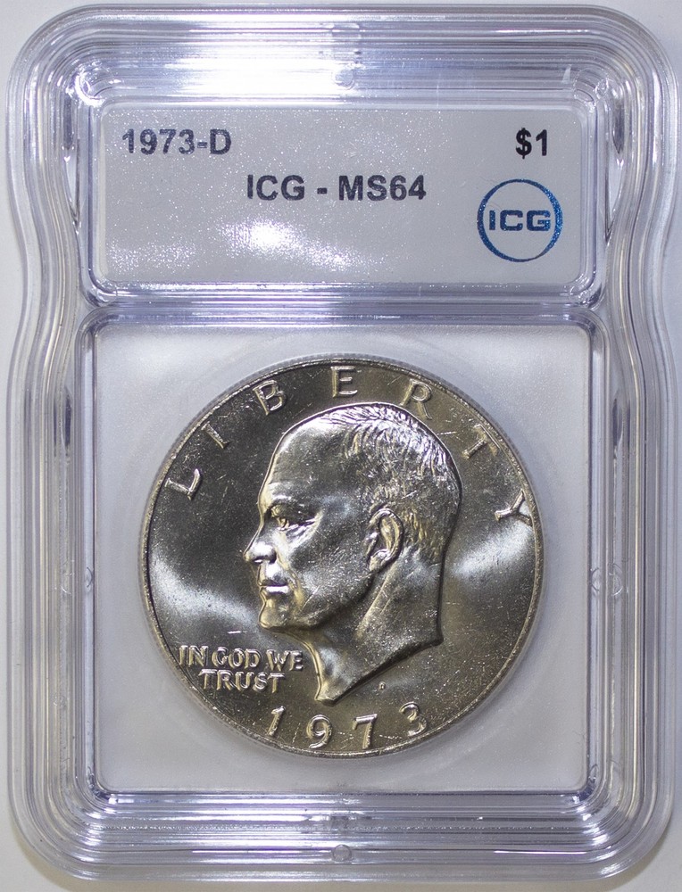 1973 -D Clad Eisenhower (IKE) BU Dollar ICG MS64