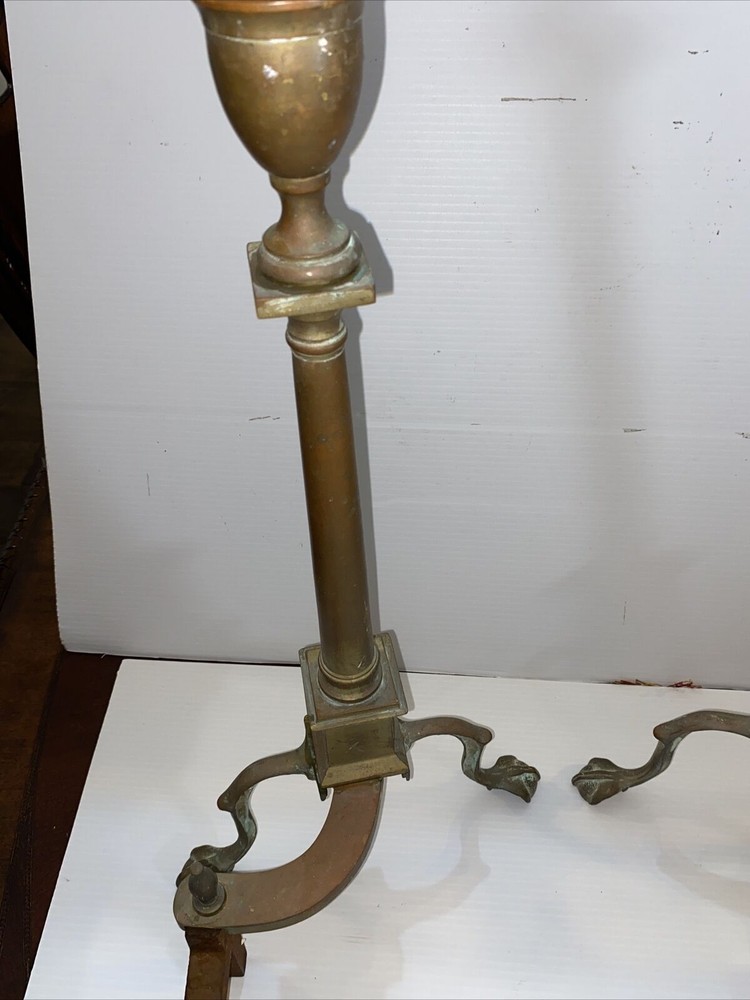 Federal Style Andirons For Fireplace Solid Brass & Cast Iron 25” H