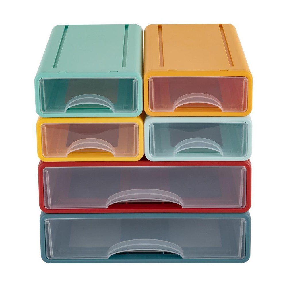 Stackable Storage Box with 6 Drawers Tabletop Drawers Organizer Storage Drawers