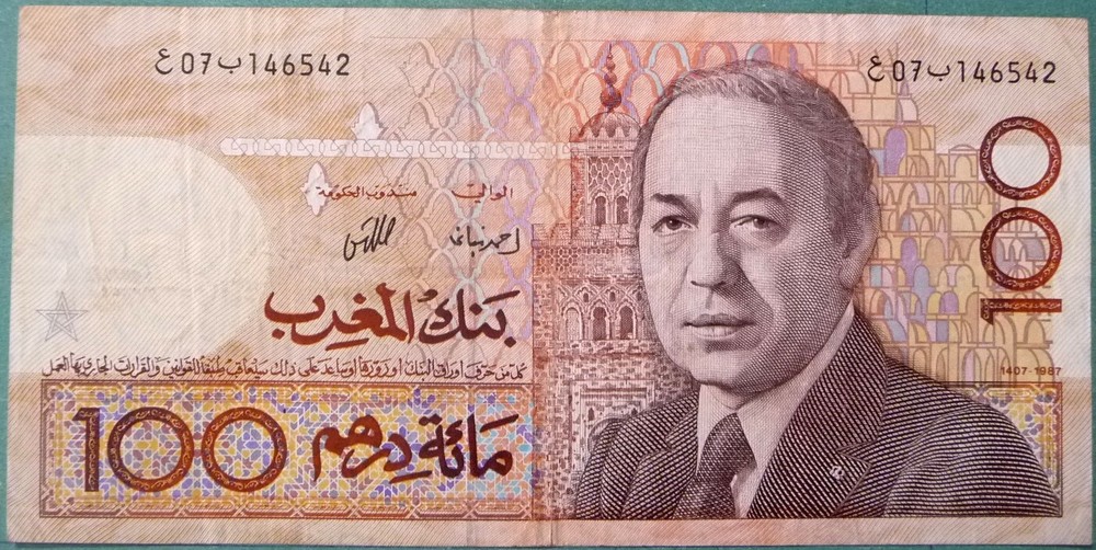 MOROCCO 100 DIRHAMS   NOTE FROM 1987, P62