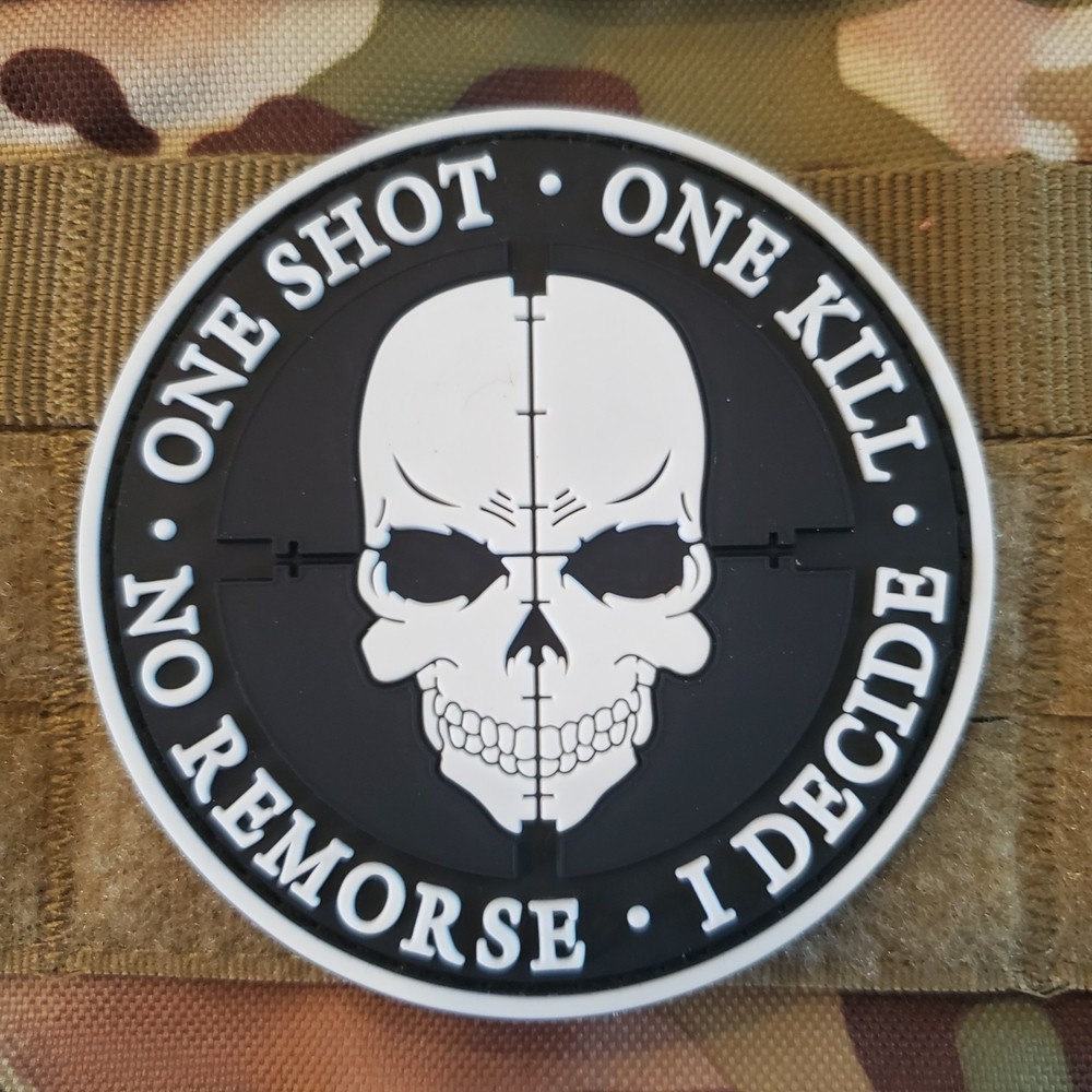 ONE SHOT ONE KILL PVC Tactical Morale Patch Hook and Loop