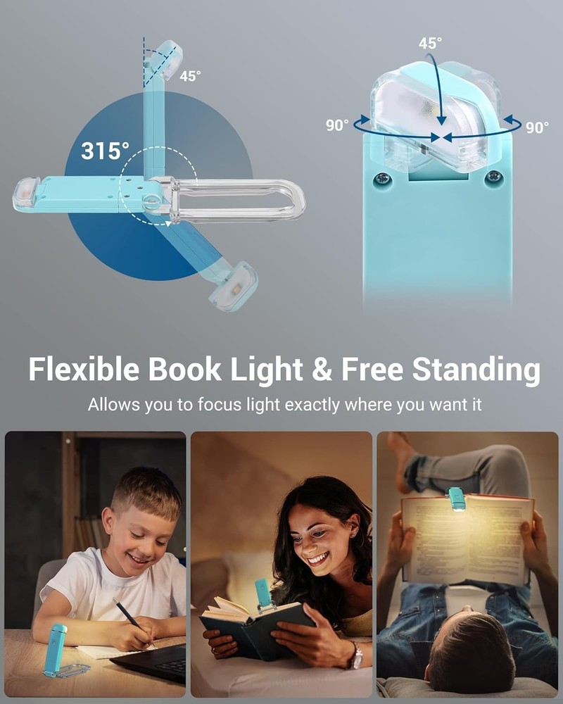 USB Rechargeable Clip-On LED Book Light - Adjustable Brightness for Reading
