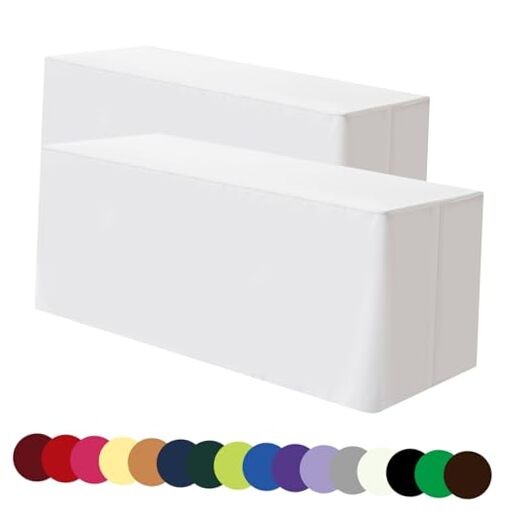 Tablecloth 6FT2P Tablecloth Fitted Table Covers for 6 Foot 6ft | 2pack White