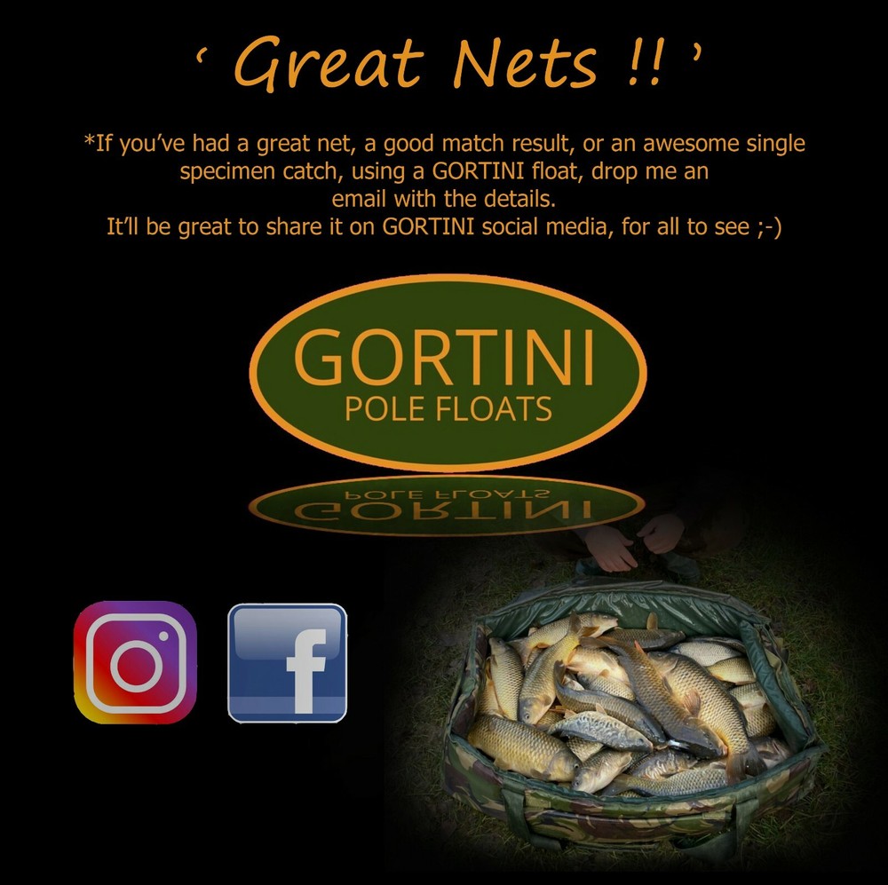 3 no. Handmade GORTINI No. 5 (0.5g) Carbon Chianti 'Solid core tip' pole float