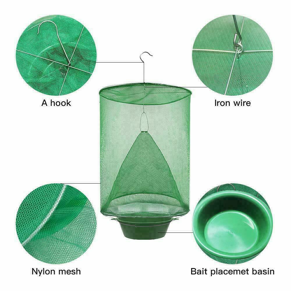 2 Pack The Ranch Fly Trapper Reusable Pest Bug Fly Catcher Killer Cage Net Trap