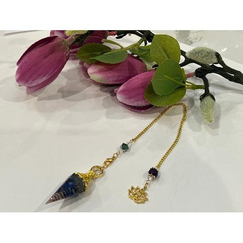 Blessed Lapis lazuli Pendulum, Divination Rod, Wicca Tools