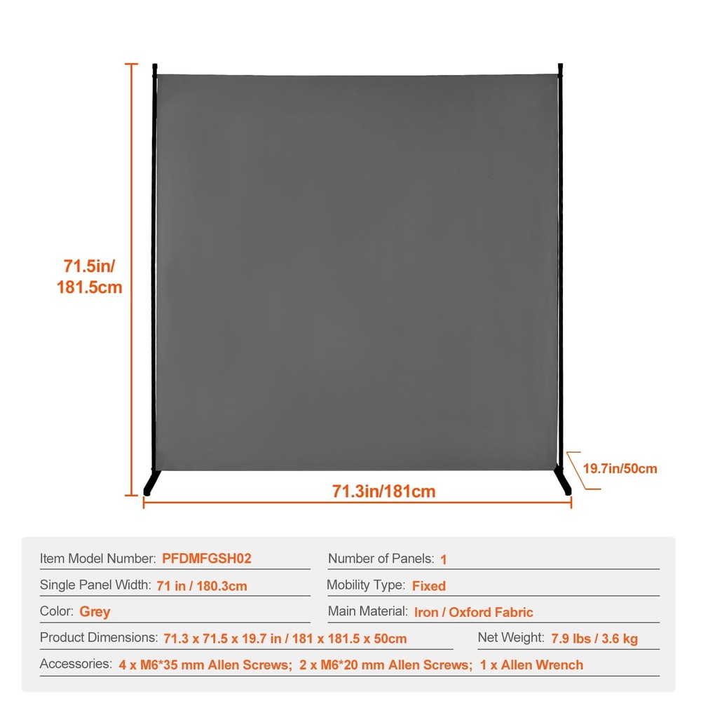 Space Separator One-Panel Privacy Barrier 6FT Indoor Privacy Shield Segregation