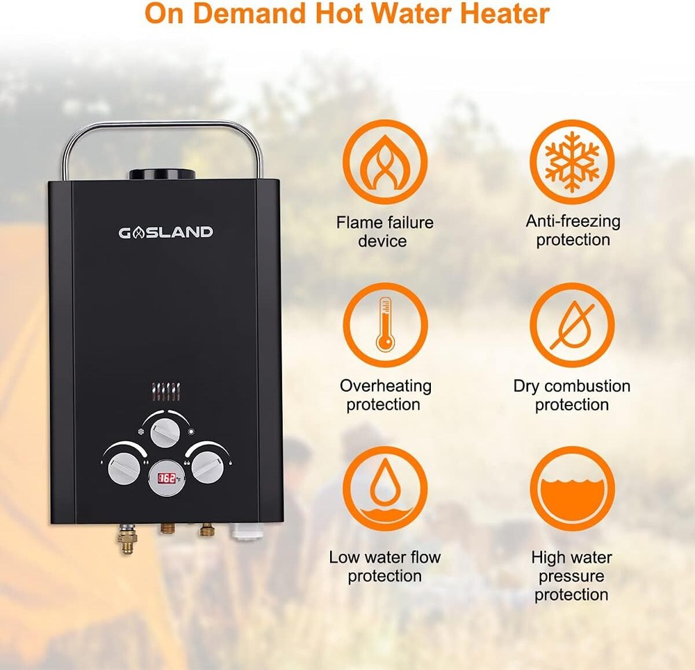 Gasland 6L Outdoor Tankless Hot Water Heater Propane Gas Portable Camping Shower