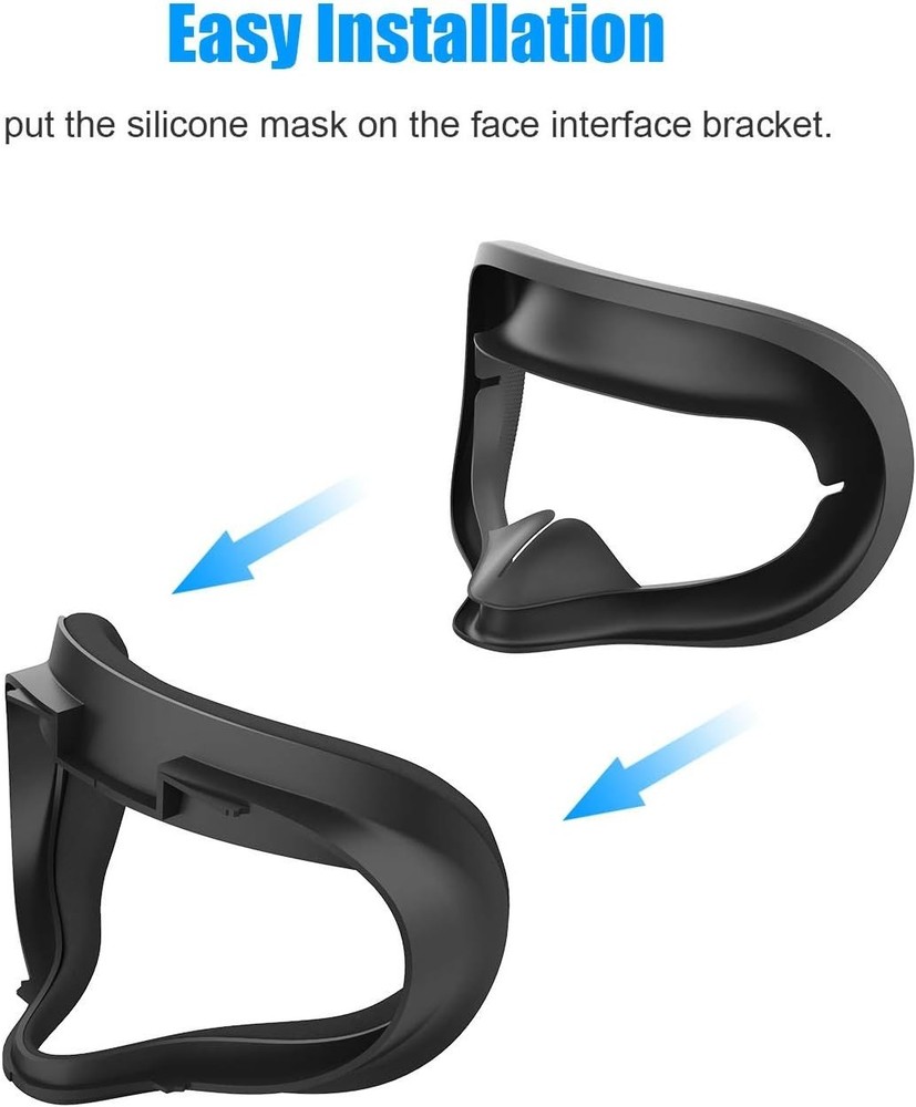 Face Cushion Pad Replacement Compatible with Oculus Quest 2, Silicone Black