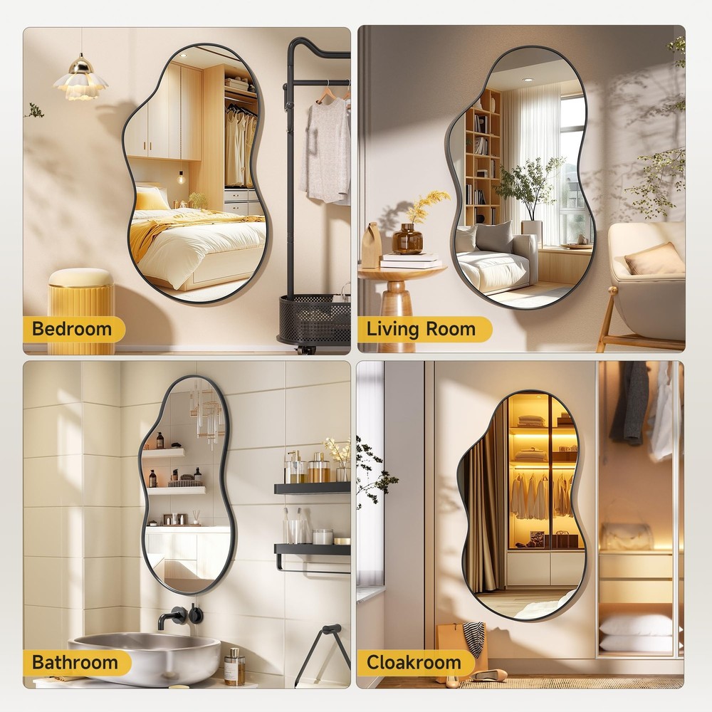 Irregular Wall Mirror - 35"x20" Asymmetrical Mirror, Modern Decorative Mirror...