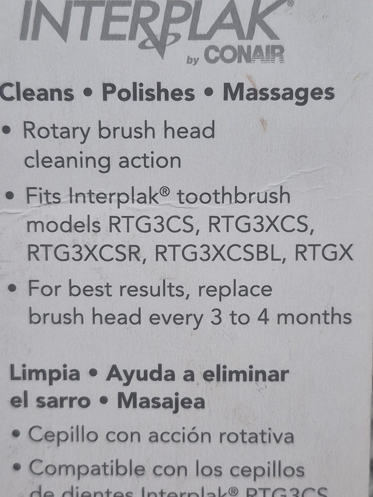 INTERPLAK by Conair Opticlean Replacement Brush Heads 2 Pack Sealed In Package