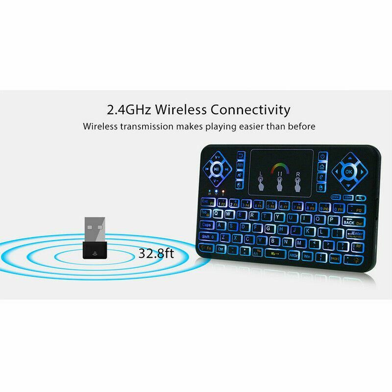 Q9 Mini 7 Color Backlit Handheld USB Wireless Keyboard+Touchpad Remote Control