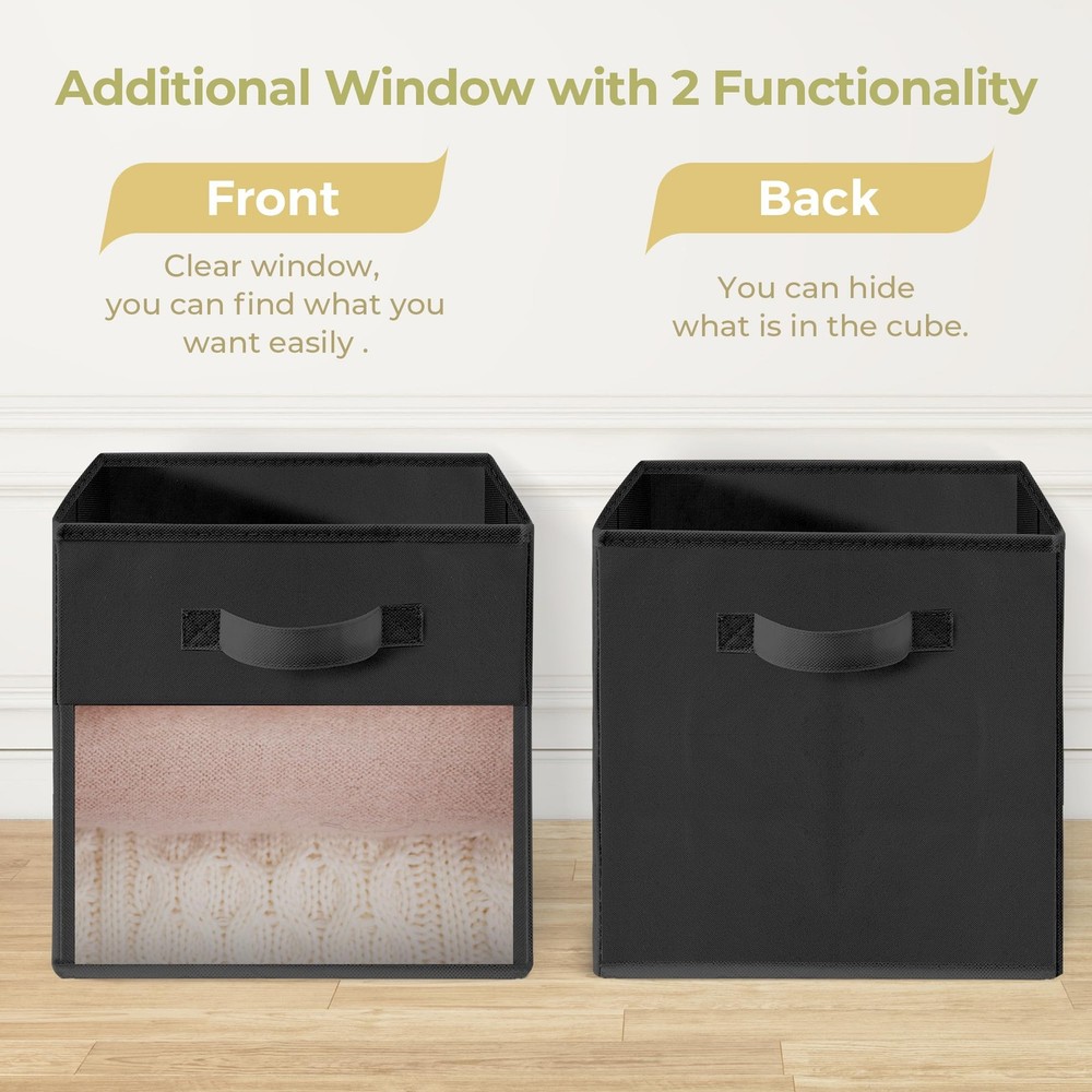 Storage Cubes, 13 Inch Cube Storage Bins With Clear Window, 6 Pack, Foldable ...