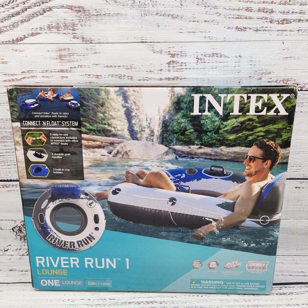 NEW River Run 1 Lounge Raft 53" Inflatable Connect & Float Cup Holder Handle