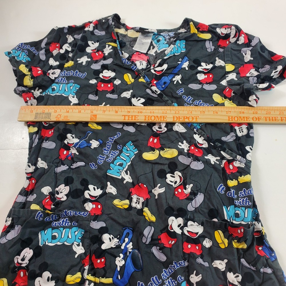 Disney Scrub top Mouse It All Started with A Mouse Medium Gray