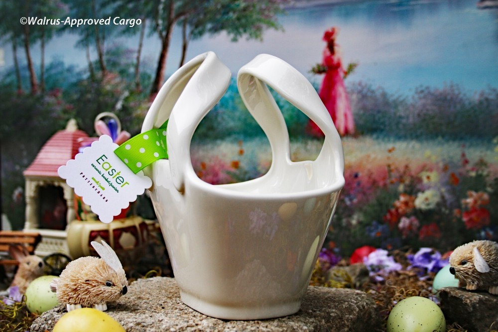 POTTERY BARN CERAMIC EASTER BASKET -NIB- GET A REAL HANDLE ON SPRINGTIME DÉCOR!