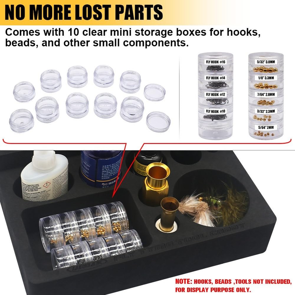 Fly Tying Tool Caddy Organizer 20 Spools 10 Accessory Boxes Station