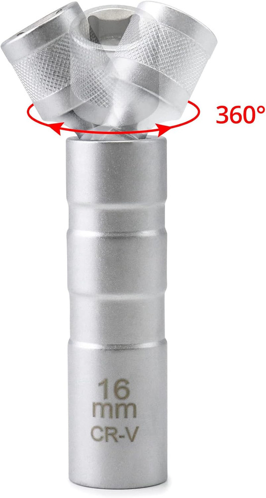 Magnetic Swivel Spark Plug Socket Set 14mm 16mm Thin Wall 3/8 Drive