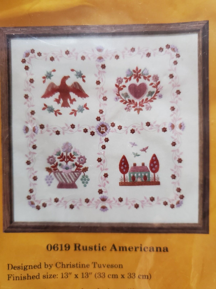 Creative Circle "Rustic Americana" Embroidery Kit Size 13" x 13"
