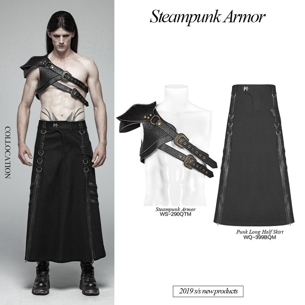 Man‘S Black Steampunk Thick Three-Dimensional Armor Oneshoulder Armor Accessory