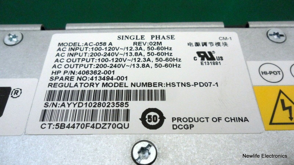 HP 413494-001 Single-phase AC Input Power Module 406362-001