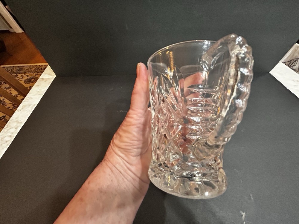 Small Clear Glass Starburst Design Pitcher