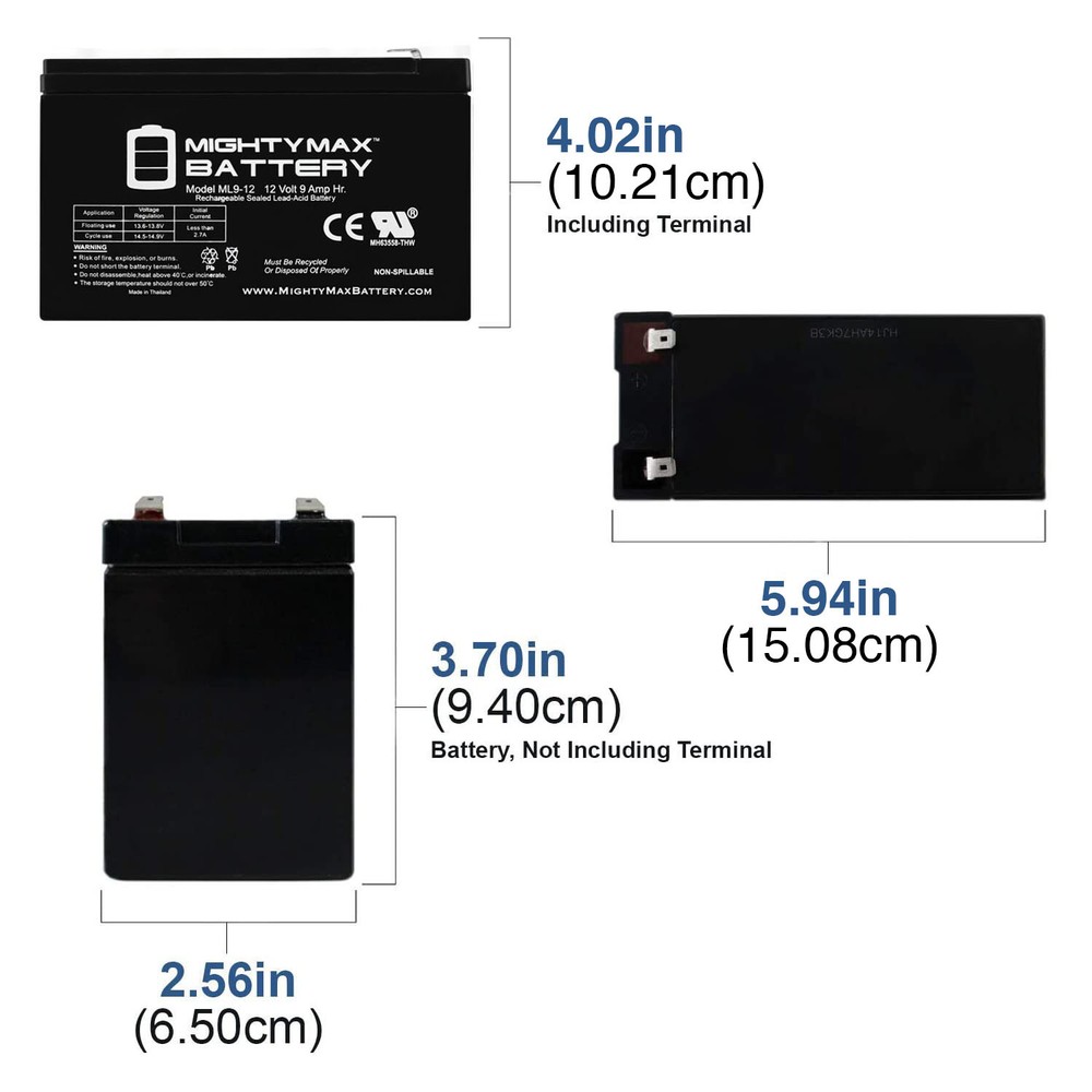 Mighty Max ML9-12 - 12V 9AH Computer Back Up Power Battery