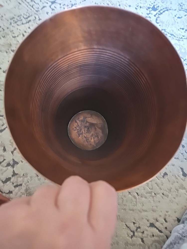 Solid Copper TAG 15x8 Vase Ribbed Design