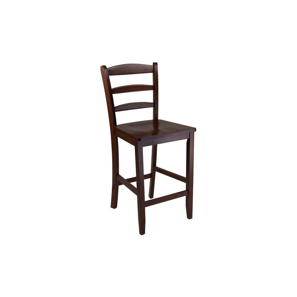 Winsome Benjamin 2-Pc Ladder-back Bar Stool Set, Walnut 24" Counter