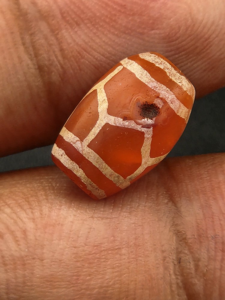 Ancient Etched Carnelian Longevity Bead over 2000 Year Old In great Condition