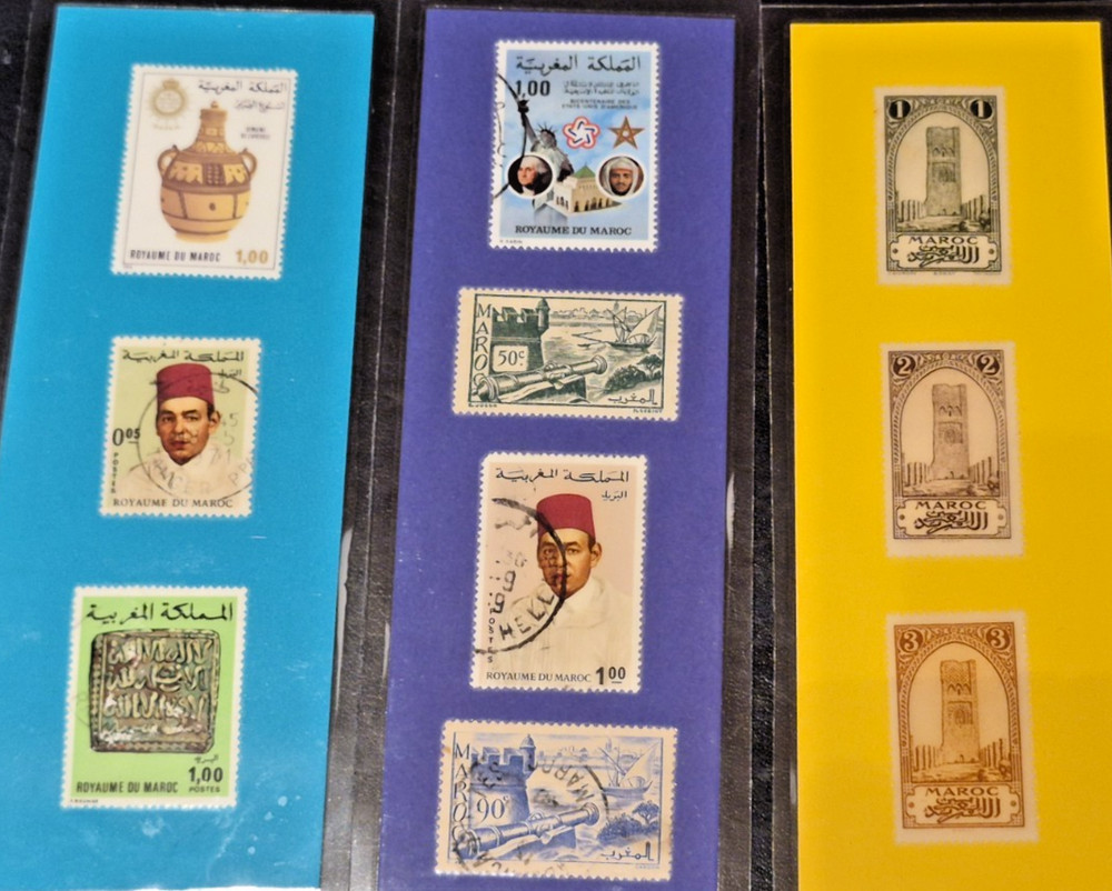 3 BOOKMARKS ~ MOROCCO Laminated POSTAGE STAMPS ARAB