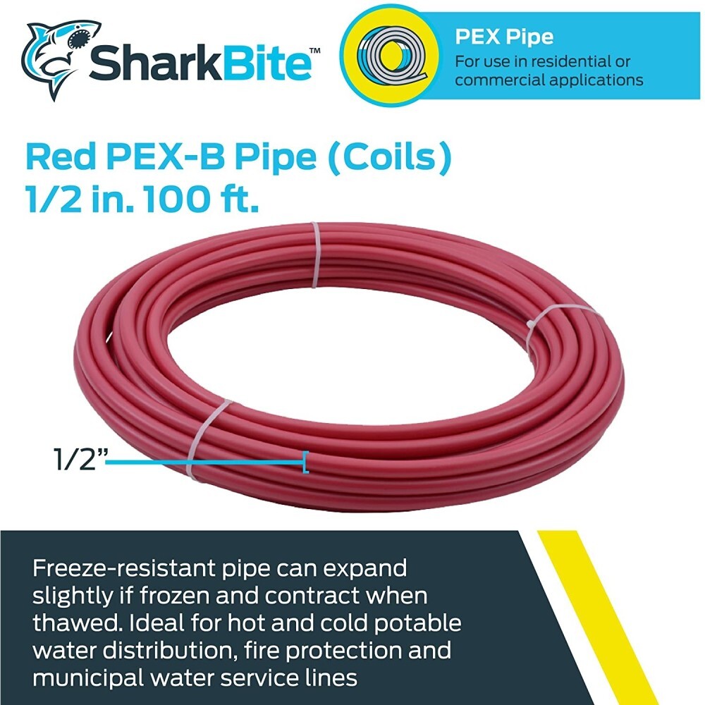 Sharkbite 1/2'' X 100' Red Polyethylene Pex Coil Tubing